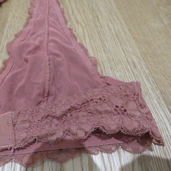 INTIMATELY FREE PEOPLE Galloon Pink Lace Halter Bralette Bra Boho - Size S - Picture 7 of 9